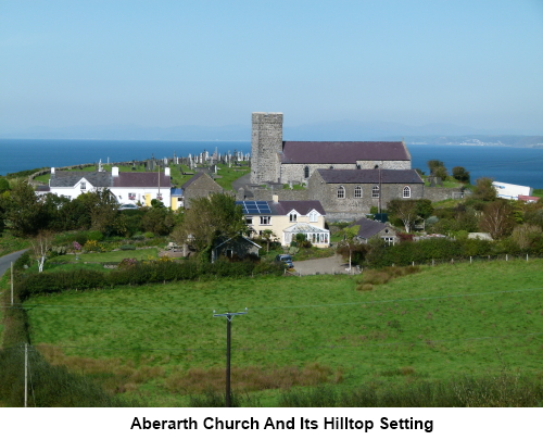 Aberarth church and its hilltop setting.