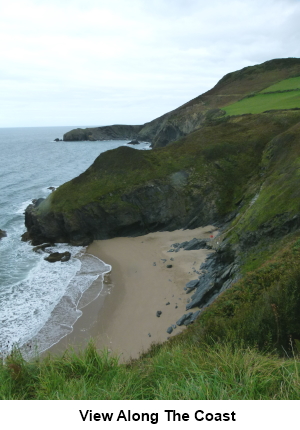 The view along the coast after gaining the cliff top.
