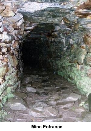 A mine entrance at Clogwyn y Fuwch Slate Quarry.
