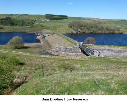 Dam dividing Hury Reservoir.