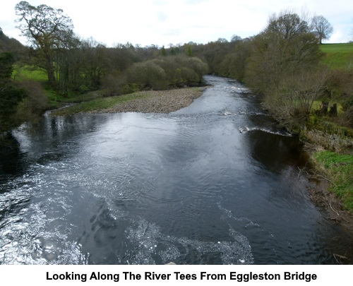 Looking along the river Tees from Egglestone Bridge.