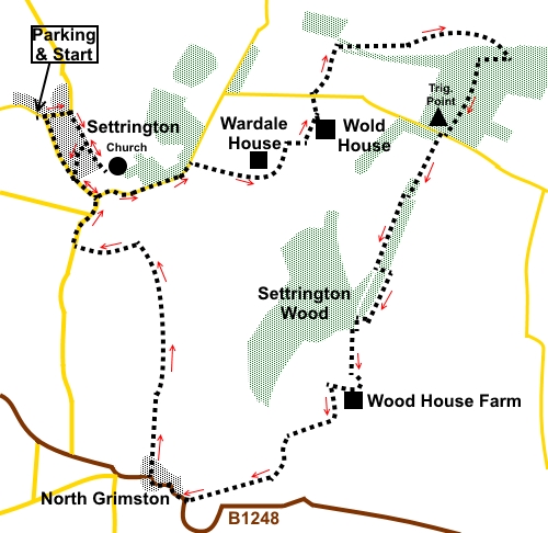 Yorkshire Wolds walk, Settrington Circular sketch map