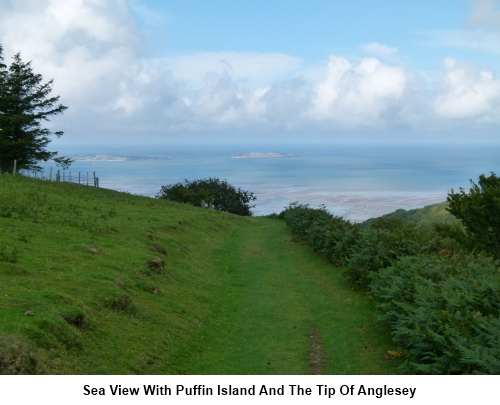 A sea view showing Puffin Island and the tip of Anglesey