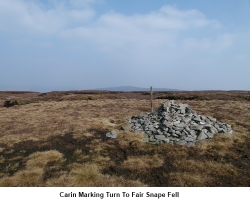 Cairn marking turn to Fair Snapes fell