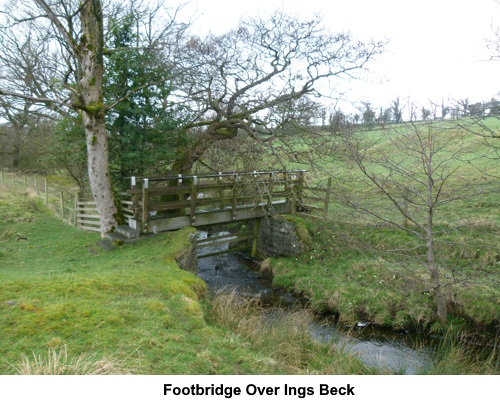 A footbridge over Ings beck.