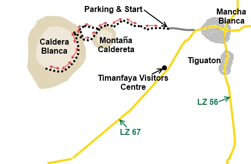 Lanzarote walk Caldera Blanca - sketch map