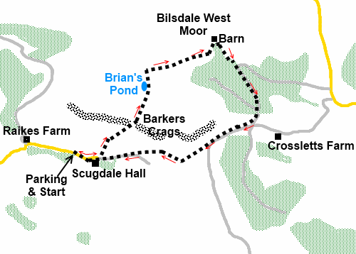 North York Moors walk Scugdale - sketch map