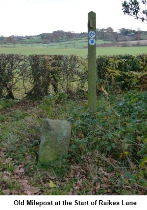 Old milepost at Raikes Lane