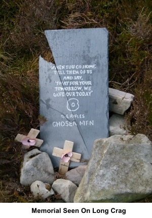 Memorial seen on Long Crag
