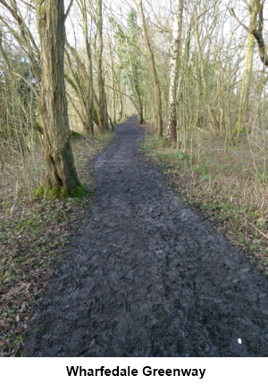 A section of the Wharfedale Greenway running along a disused railway line.