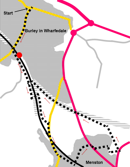 Burley in Wharfedale circular walk sketch map