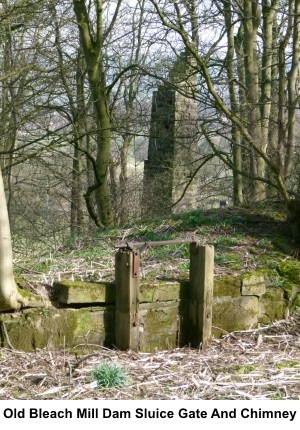 Old Bleach Mill dam sluice gate and chimney