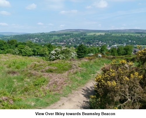View over Ilkley to Beamsley Beacon