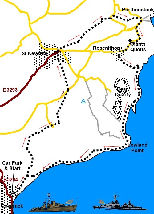 Cornwall walk, Coverack to Porthoustock Sketch map