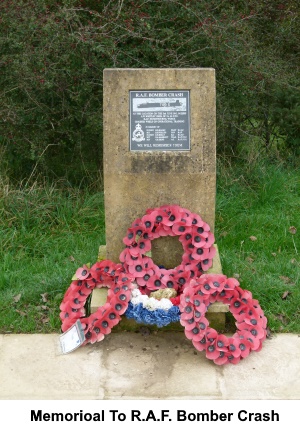 Memorial to the aircrew who died in 1943, when a Whitley bomber crashed into Broadway Hill.