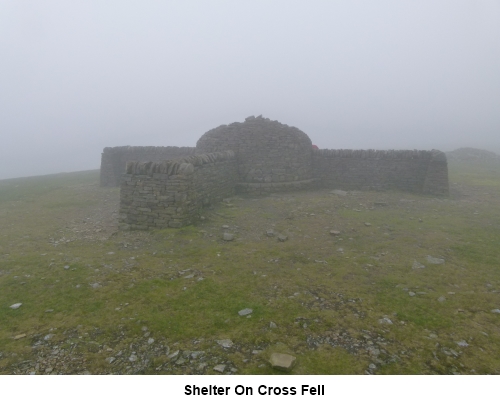 Cross shaped shelter on Cross Fell
