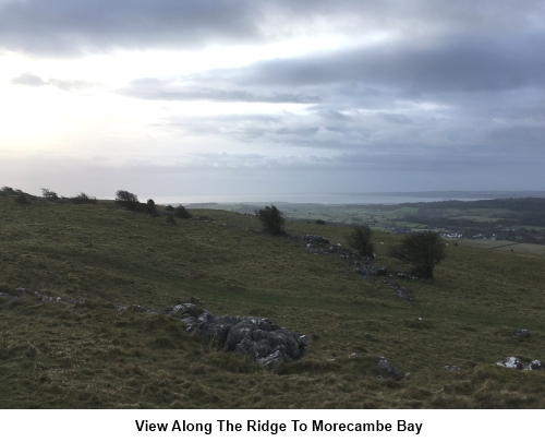 Looking along Hampsfell Ridge towards Morecambe Bay.