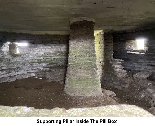 A view inside the pill box with the supporting pillar.