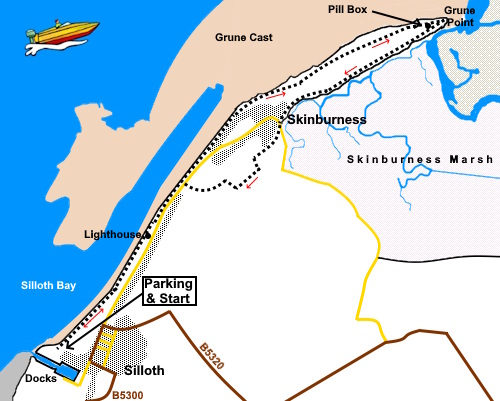 Sketch map for the Silloth to Grune Point walk