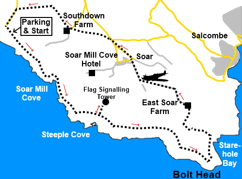 Bolberry Down to Bolt Head walk sketch map