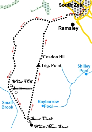 Cosdon Hill walk from South Zeal - sketch map