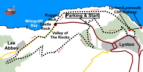 Valley of Rocks walk sketch map