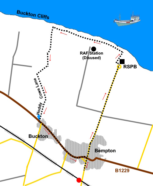 Sketch map for the Bempton circular walk.