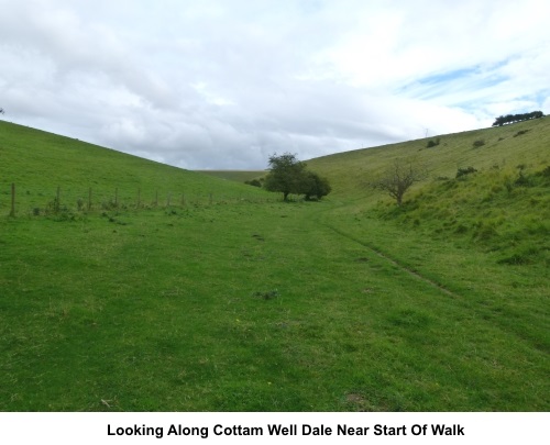 View along Cottam Well Dale near the start of the walk