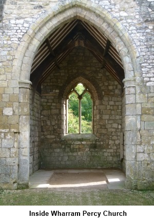 Inside Wharram Percy church