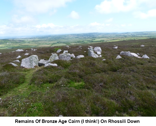 Possible remains of Bronze Age cairn on Rhossili Down.