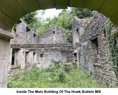 Inside the main building of Howk Bobbin Mill.