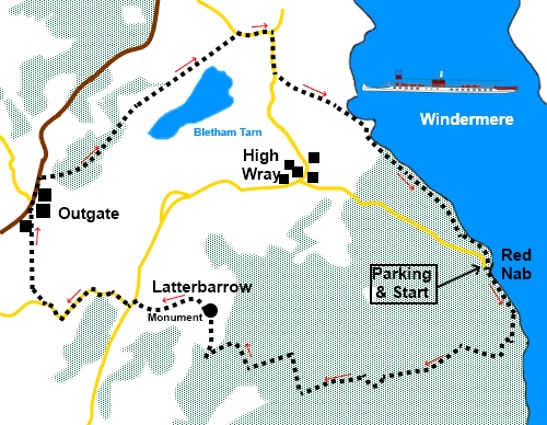 Latterbarrow walk sketch map