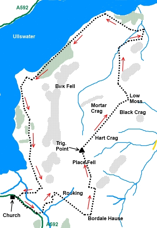 Lake District walk Place Fell - sketch map