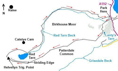 Lake District walk Striding Edge and Helvellyn - sketch map