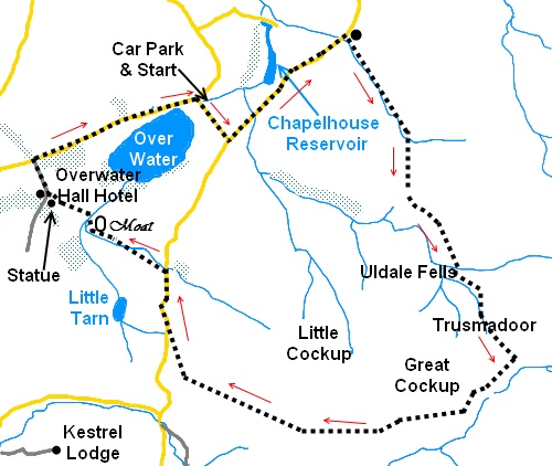 Lake District walk Uldale Fells - sketch map