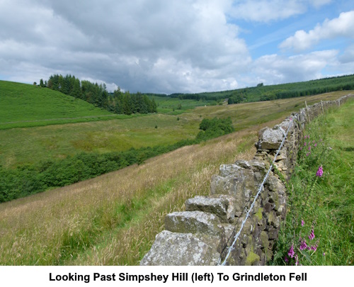 Looking past Simpsey Hill to Grindleton Fell.