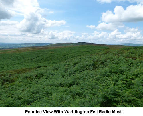 A Pennine view to Waddington Fell with its radio mast.