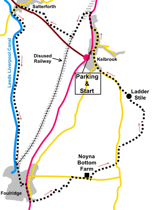 Kelbrook to Foulridge walk sketch map