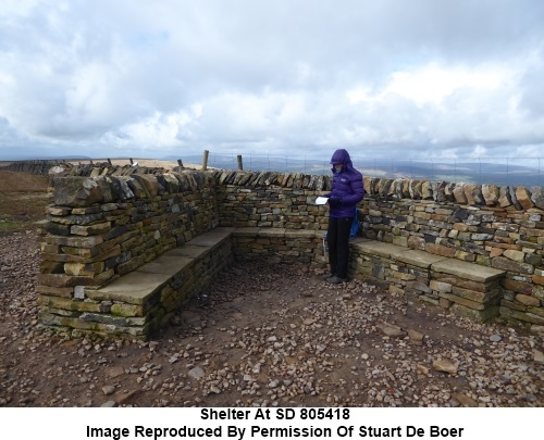 Shelter on Pendle Hill at SD 805418
