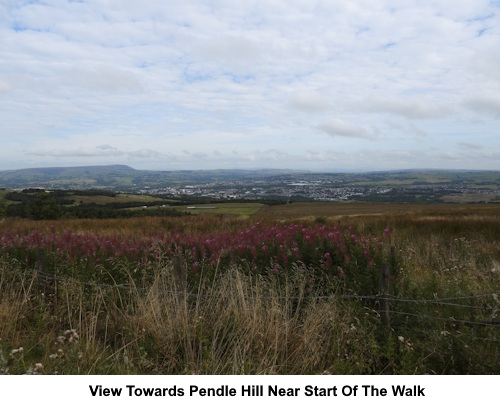 View towards Pendle Hill from near the stsrt of the walk.