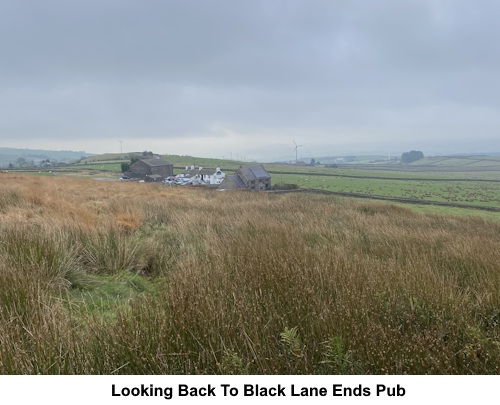 Looking back to the Black Lane Ends pub.