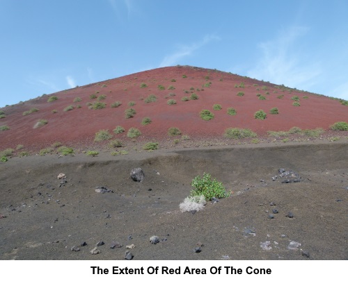 The extent of the red area of the cone.