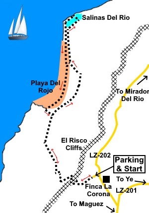Sketch map for the Salinas del Rio walk.