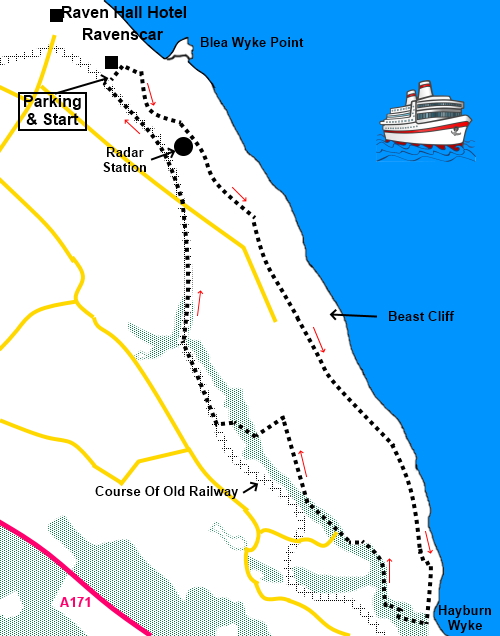 Ravenscar to Hayburn Wyke walk sketch map