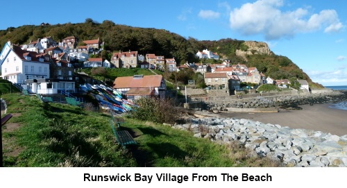 Runswick Bay village from the beach