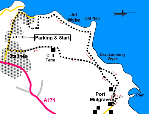 Walk from Staithes to Port Mulgrave sketch map.