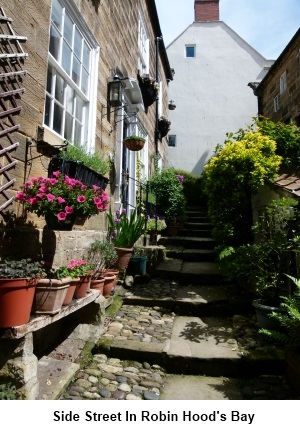 A pretty side street in Robin Hood's Bay.