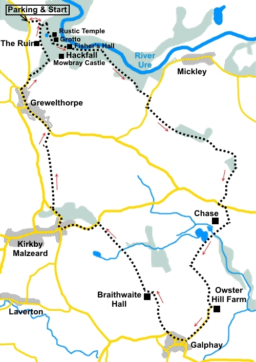 Hackfall to Galphay walk sketch map