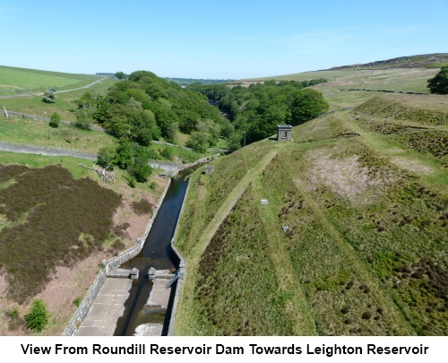 Looking from Roundhill Reservoir dam towards Leighton reservoir