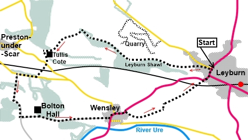 Walk from Leyburn to Wensley sketch map